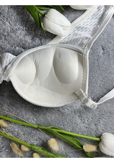 Mistirik Blera Model Push Up Destekli Extra Dolgu Detaylı Kaplı Doublu Premium Günlük Büstiyer Ekru Renk Ekru