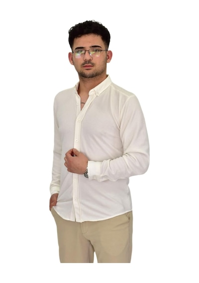 Erkek Likralı Spor Silim Fit Gömlek Bgl-st04331 Beyaz