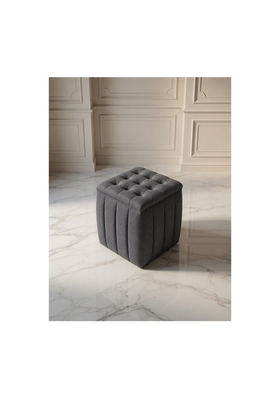 Yeni Sezon İthal Belora Kumaş Puf 40x40 Cm Ultra Yumuşak, Lüks Dokulu, Premium Kalite Kare Puf Gri Füme - 908231317 Gri Füme