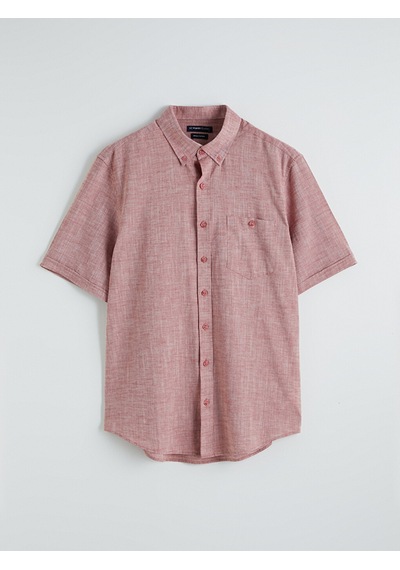 Lcwaıkıkı Classic Bordo Regular Fit Keten Karışımlı Erkek Gömlek