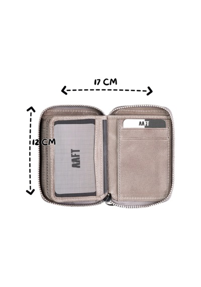 Mft Leather Hakiki Deri Unisex Fermuarlı Cüzdan Lotus 1616 Tiguan Gri