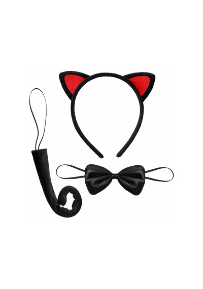 Veraura Lifestyle Kırmızı Kulaklı Kedi Kostüm Seti Taç Papyon Kuyruk 3 Parça 73847497