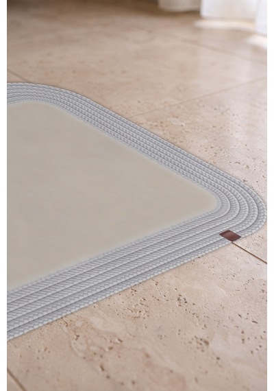 Banyo Paspası Takımı 70x110+50x70 Cm Düz Ekru & Gümüş Gri Ekru - Gümüş Gri