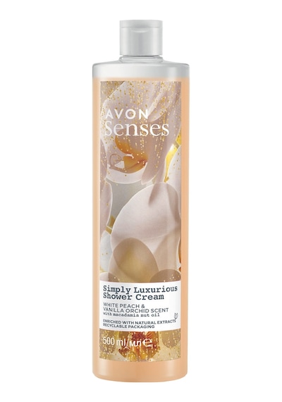 Avon Senses Simply Luxurious Beyaz Şeftali ve Vanilya Kokulu Krem Duş Jeli 500 ML