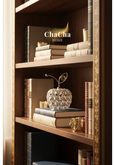 Chacha Home Kristal Taşlı Elma Dekoratif Obje Salon Ve Konsol Aksesuarı