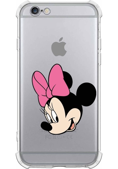 Apple Uyumlu iPhone 6  Köşe Korumalı Antişok Minnie Mouse Tasarımlı Şeffaf Kılıf