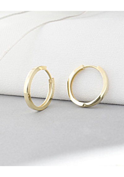 Brezza Lusso Jewelry 18k Serie Oro Sade Halka Kadın Gümüş Küpe 20 Mm