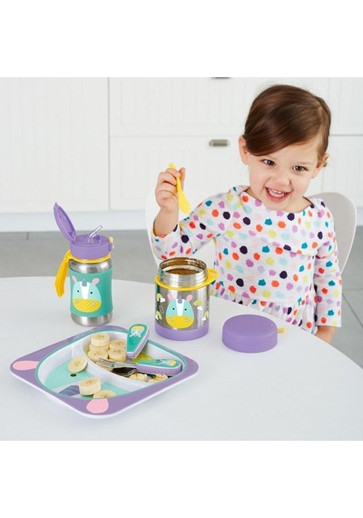Zoo Pipetli Paslanmaz Çelik Suluk 350 Ml Unicorn Çok Renkli