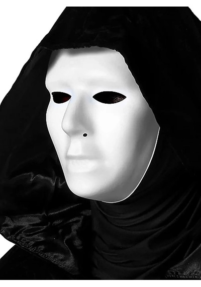 Ers Siyah Kapüşonlu 120 Cm Pelerin Ve Beyaz Boyanabilir Tam Yüz Maske 80628120