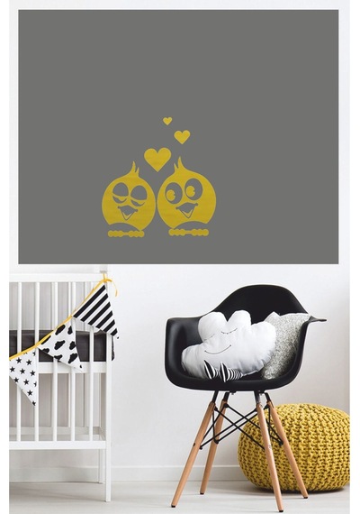 Aşık Kuşlar Priz Sticker-oto Sticker-18x18cm Altın