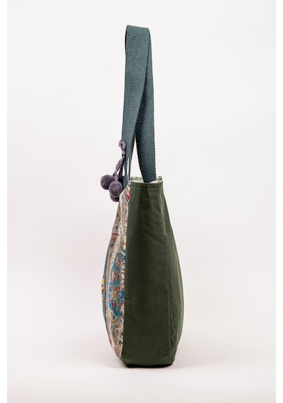 Fabric Craft Bag Omuz Çantası Kadın Duck Kumaş Desenli Büyük Boy Günlük Çanta Haki - Kırmızı
