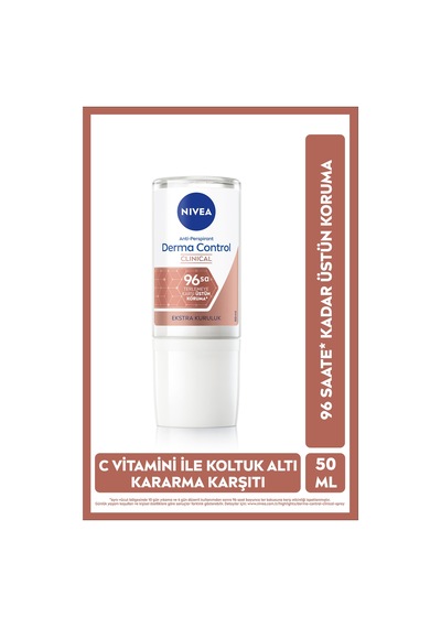 Kadın Roll-on Deodorant Derma Control Clinical 50 Ml,96 Saat Koruma,c Vitamini İle Kararmaya Karşı