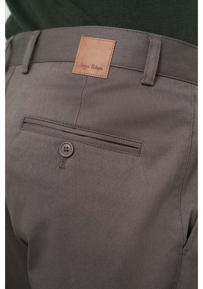 İmza Koyu Haki Düz Armürlü Pamuklu Yan Cep Comfort Fit Casual Pantolon 1003245164 Koyu Haki