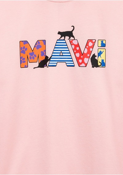 Mavi - Mavi Logo Baskılı Pembe Tişört 7610426-71007 Pembe