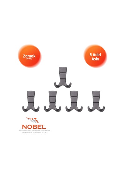 Mina Lüks Askı, Metal, Vestiyer Askı, 125 Gr, Dolap Askılık, Duvar Askılığı, Titanyum Vidalı 5 Adet