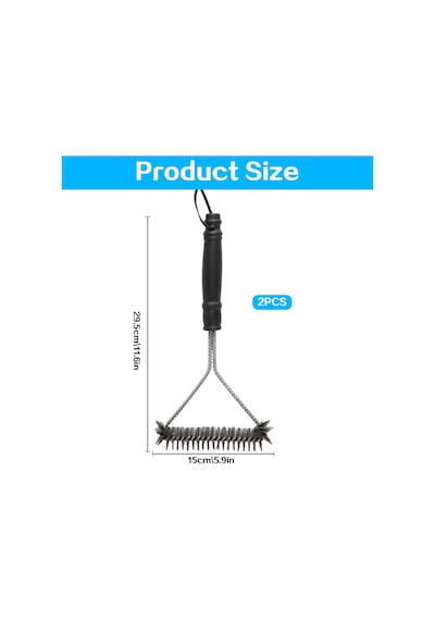 2 Adet Izgara Fırçası, Izgara Fırçası, 30 Cm Paslanmaz Çelik Izgara Temizleme Fırçası, Üçgen 36