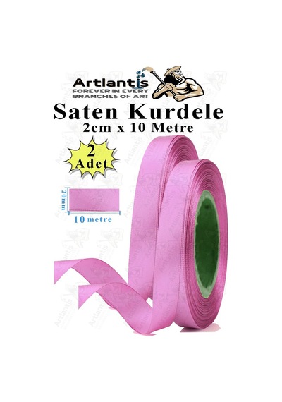 Pembe Kurdele Saten 2 Cm 10 Metre 2 Adet Saten Kurdela Parlak Hediye Ve Süsleme Şeridi Süs Paketleme Çiçek Saç El