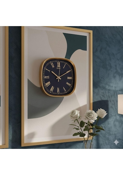 Galaxy Premium Serisi Abs Kasa Duvar Saati Oval 30 Cm Roma Rakamlı Gold-lacivert Gold - Lacivert