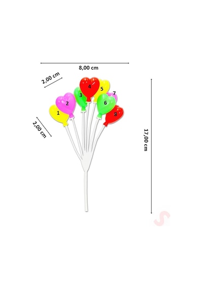 Plastik Minyatür Kalp Teraryum Obje 17Cm - 8'Li Demet