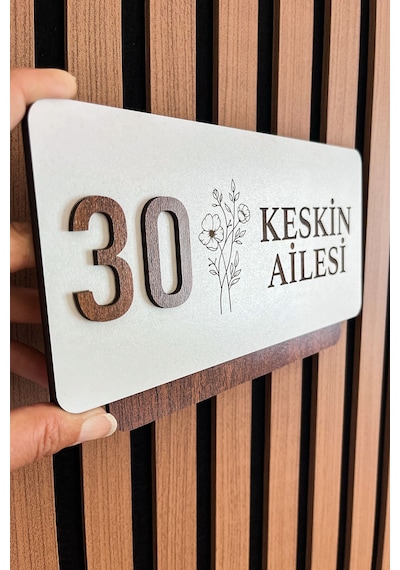 Kişiye Özel Kapı Numarası Ve İsimlik Ahşap Daire Kapı Numarası 26 Cm 15 Cm