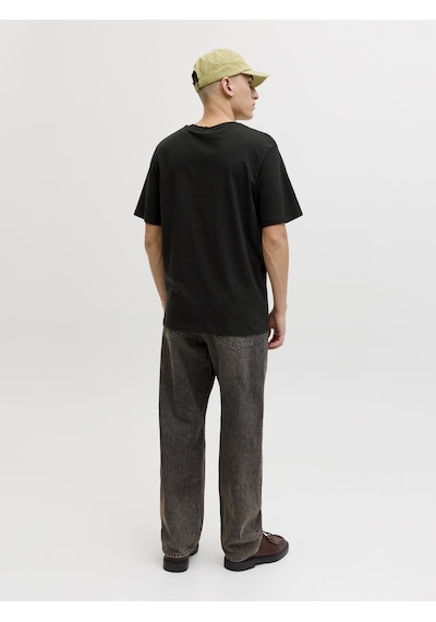 Jack & Jones Erkek Gögüs Logo Baskili Tisört - Catskills - 12297891 Siyah