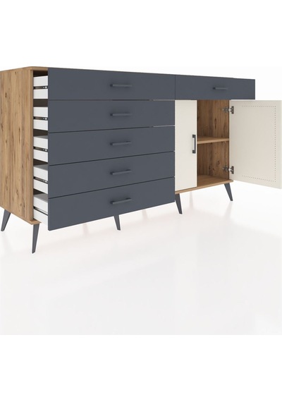 Hyperion Konsol Tek Raflı 6 Çekmeceli 2 Kapaklı 176x44x99 Çam-ayt Çam-aytaşı/antrasit Hyperion Konsol Tek Raflı 6 Çekmeceli 2 Kapaklı 176x44x99 Çam-ayt Çam-aytaşı/antrasit