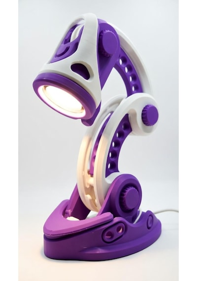 Retro-futuristik Hareketli Masa Lambası 3d Yazıcı Baskı Özel Tasarım Ofis Ve Gamer Aydınlatma Mor