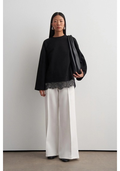 Kadriye Baştürk Dantel Mach Sweatshirt Siyah
