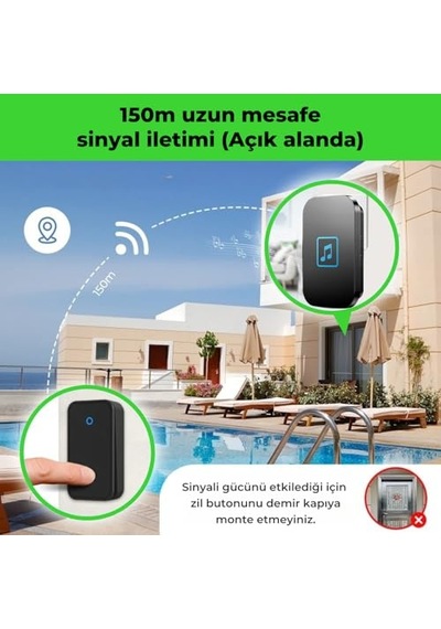 Kablosuz Kapı Zili Seti Pil Gerektirmez, Kinetik Enerjili Kapı Zili Pilsiz Şarjsız Kablosuz Fişi Prize Tak Çalıştır, Led Işıklı, Su Geçirmez, Ev Ofis Villa İçin Uygun 1 Verici + 1 Alıcı