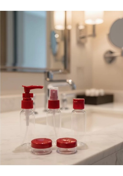 5 Li Seyahat Boy Kozmetik Şişe Seti 30 Ml Çantalı Organizer Çok Renkli