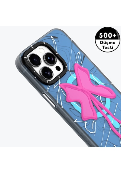 Apple Uyumlu iPhone 15 Pro Max Kılıf Magsafe Şarj Özellikli Youngkit Anti-trend Serisi Kapak Mavi
