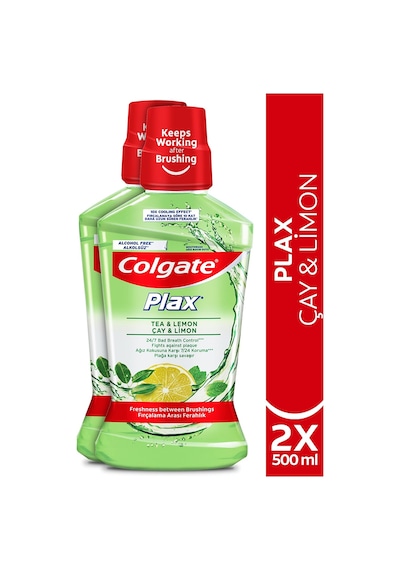 Colgate Plax Çay ve Limon Plağa Karşı Alkolsüz Ağız Bakım Suyu 2 x 500 ML