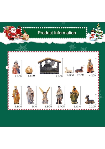 "el İşi Noel Doğuş Sahnesi Heykelcik Seti - Tatil Ekranları İçin Premium Kapalı Masa Masseri Dekoru"