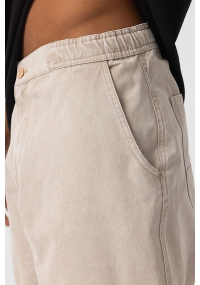 Vamos Yıkamalı Baggy Gabardin Pantolon Bej