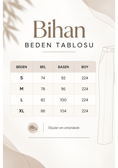 Bihan Store Kadın Kemersiz Viskon Çelik Pantolon W27-1020 - Bitter
