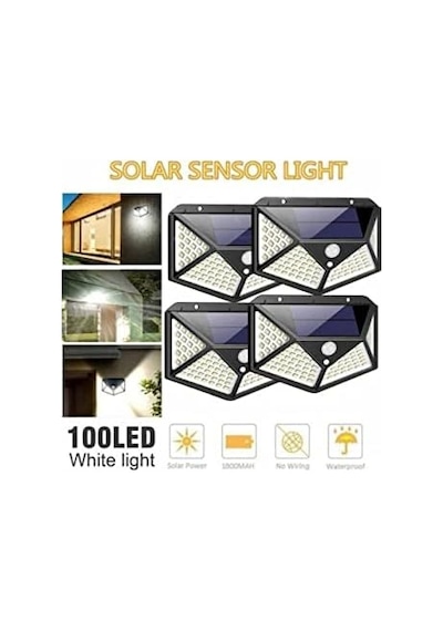 Güneş Enerjili Lamba Led Sokak Dış Ortam Solar Bahçe Aydınlatması Su Geçirmez Sensörlü 100 Led Açık Lacivert