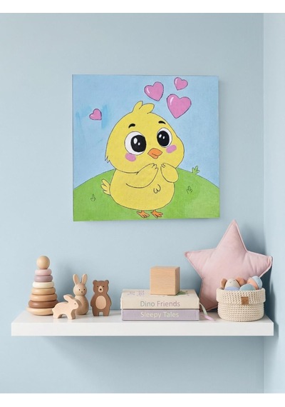 %100 El Yapımı Kanvas Tablo 20x20 Cm - Bebek Ve Çocuk Odası İçin Sevimli Dekor