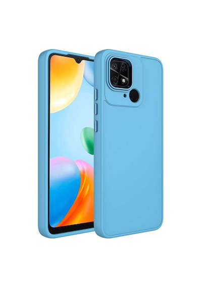Goocamp Redmi 10c Kılıf Metal Çerçeve Ve Buton Tasarımlı Silikon Luna Kapak - Sierra Sierra Mavi