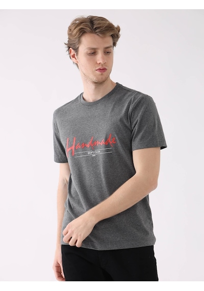 Dufy Antrasit Melanj Erkek Regular Fit O Yaka Tshirt - 94377 Antrasit Melanj