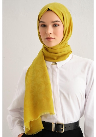 Armine Tencel Yün Monogram Desen Şal 23 Yeşil