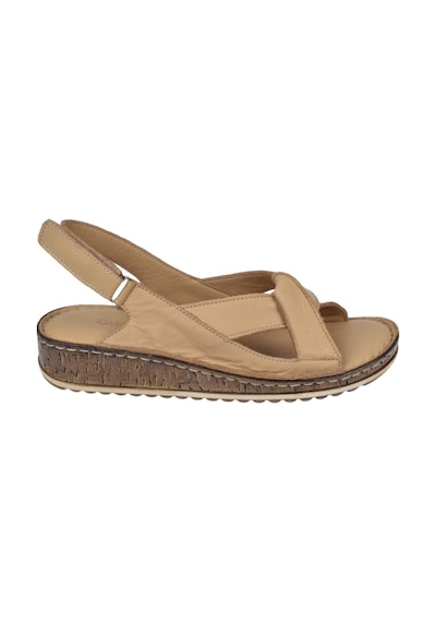 Castle Black Hakiki Deri Comfort Kadın Sandalet Cb-22354 Bej