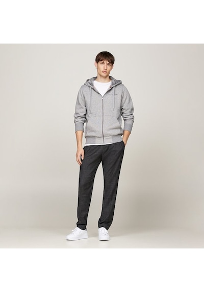 Tommy Hilfiger Fermuarlı Kapşonlu Sweatshirt Gri