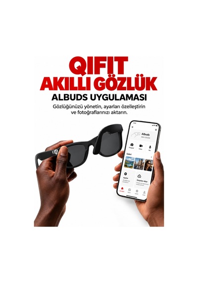 Ultra Aı Akıllı Gözlük 8mp Kamera, 1080p Full Hd Video, Bluetooth, Yapay Zekâ Asistanı Ve Anlık Çeviri Siyah