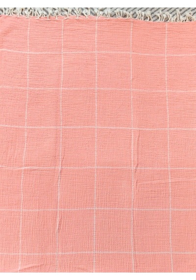 Çizgili Çift Kişilik Organik Müslin Pike 185x220cm Oeko-tex Standard 100 Sertifikalı Nar Çiçeği