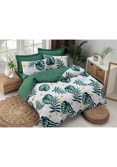 Eponj Home Kolay Ütülenir Nevresim Takımı Çift Kişilik Monstera Yeşil