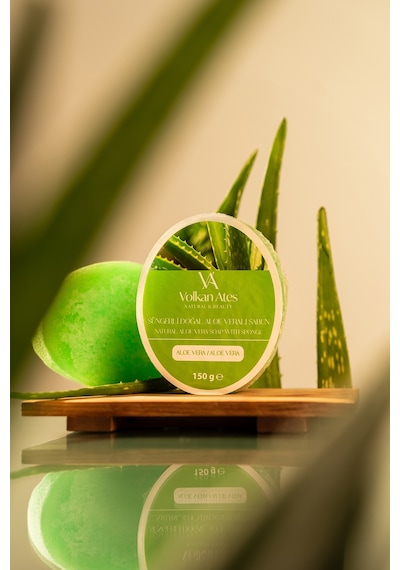 Volkan Ates Natural & Beauty Aloe Vera Süngerli Doğal Sabun 150 Gr