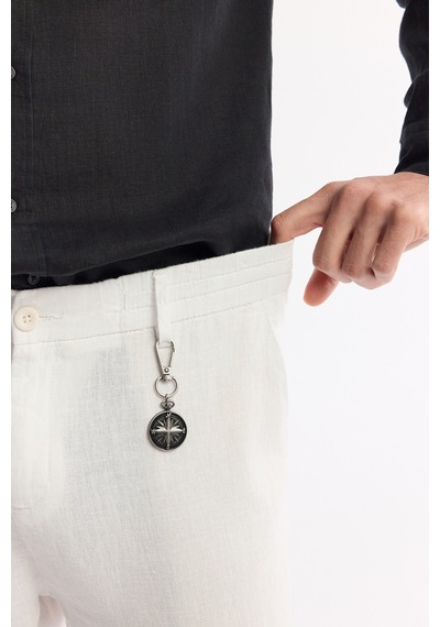 Avva Erkek Beyaz Beli Lastikli %100 Keten Relaxed Fit Pantolon B003032