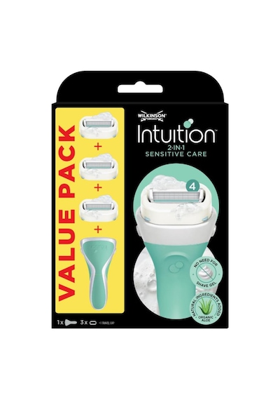 Wilkinson Sword Intuition Sabunlu 4 Bıçaklı Tıraş Bıçağı Sapı + 3 Yedek Başlık
