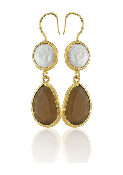 Kadir Jewellery 22 Ayar Altın Kaplama Kadın İnci Küpe -el İşçiliği Ve Hipoalerjenik Küpe Kahverengi 83201248