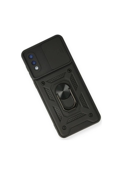 Samsung Uyumlu Galaxy A02 Uyumlu Kılıf Pars Lens Yüzüklü Silikon - Siyah